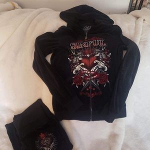 Sinful Affliction velour sweatsuit set
